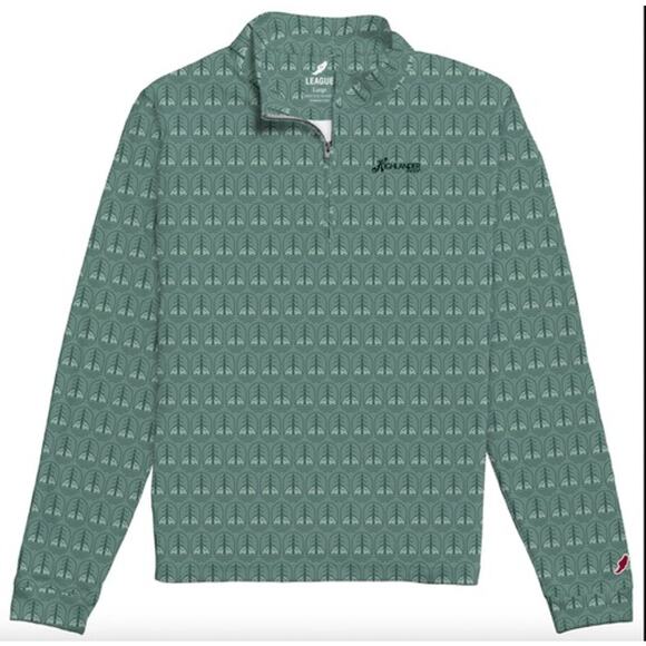 Highlander Beer x League 91 Eco Quarter Zip Pullover Green Tree Print Shirt M - Picture 2 of 10